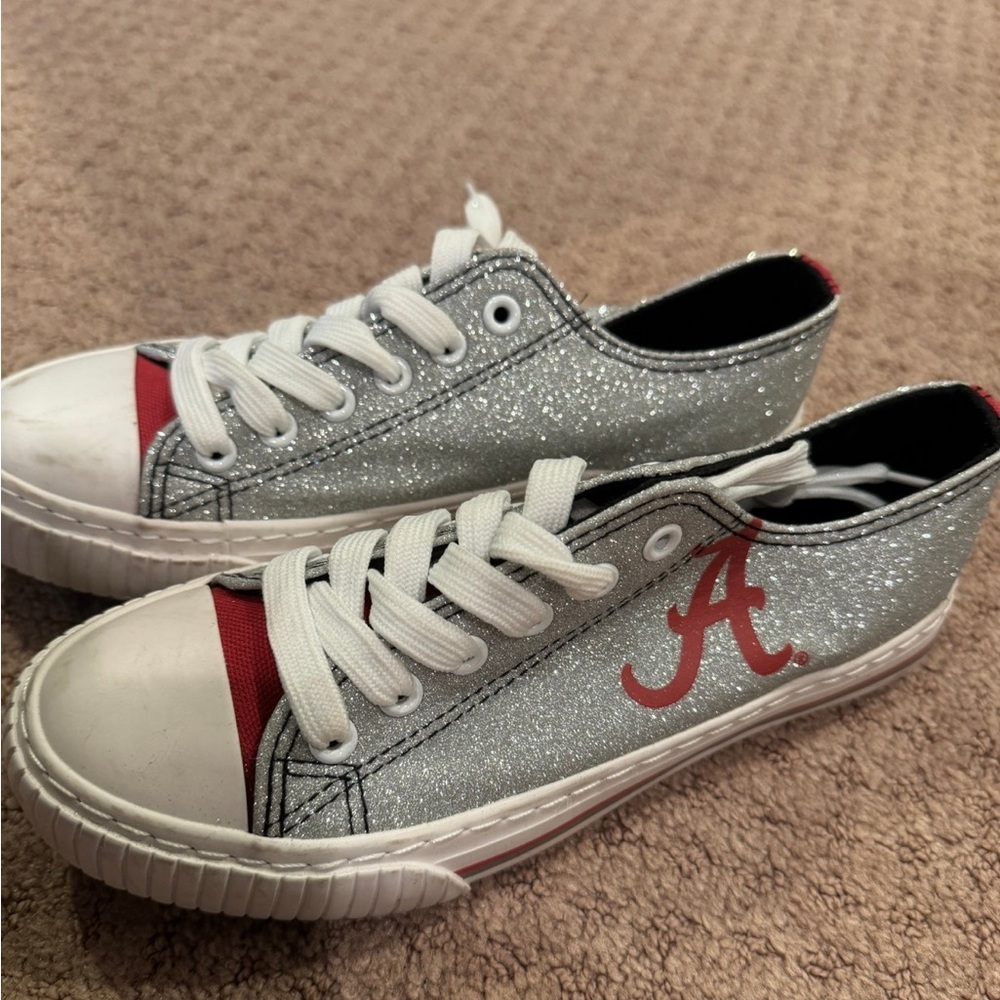 Alabama FOCO Silver Glitter Sneakers with Red Detail